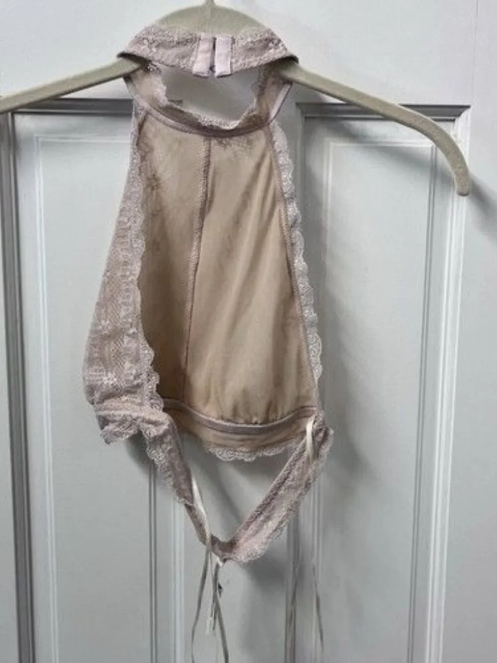 Free People Lace Halter Bralette In Blush Pink